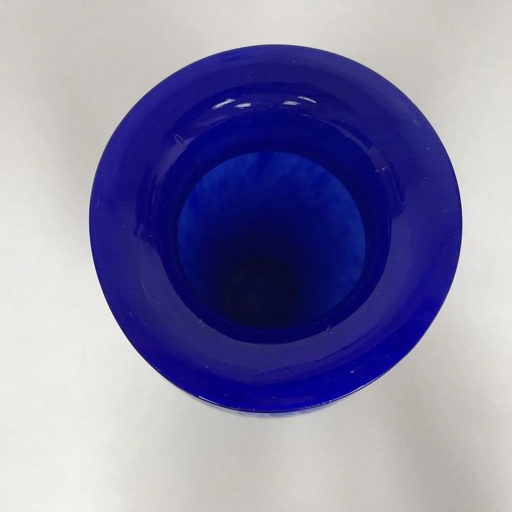 Blue White Glass Vase 11 3/8